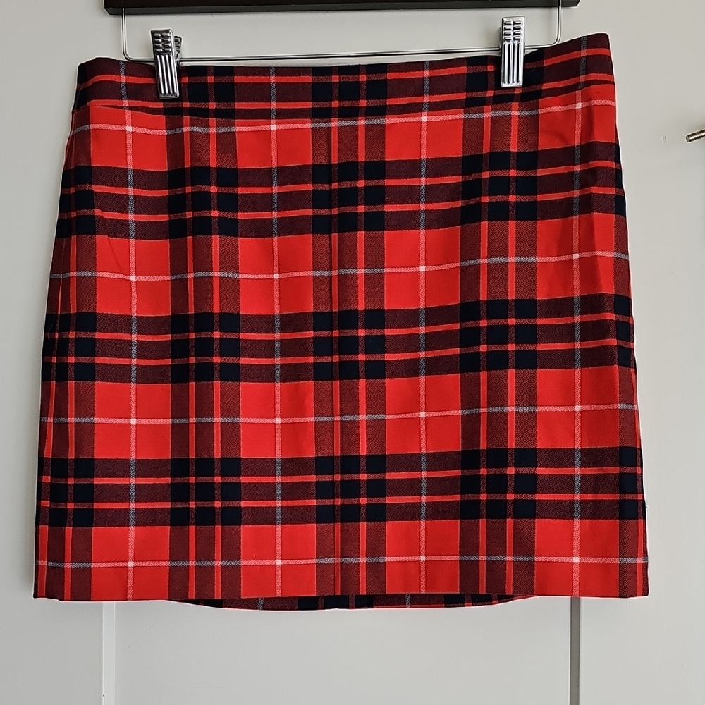 J. Crew Red and Black Tartan Mini Skirt